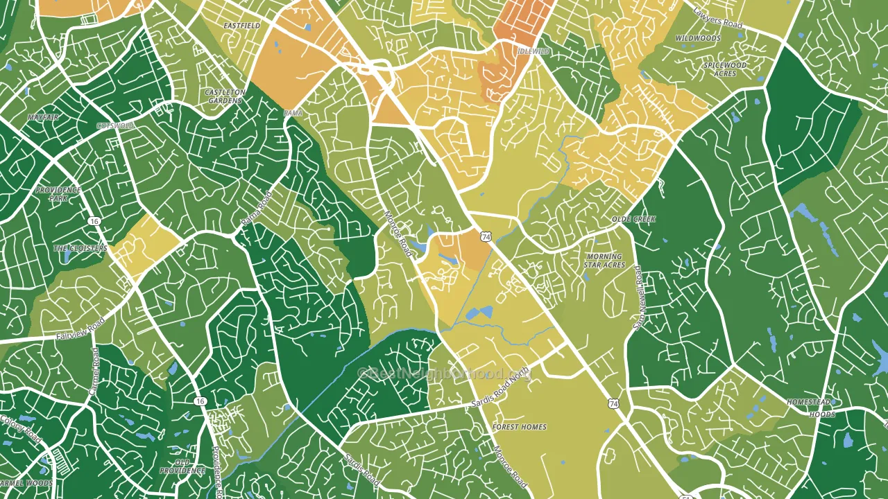 East Forest, Charlotte, NC block-group voter-turnout map