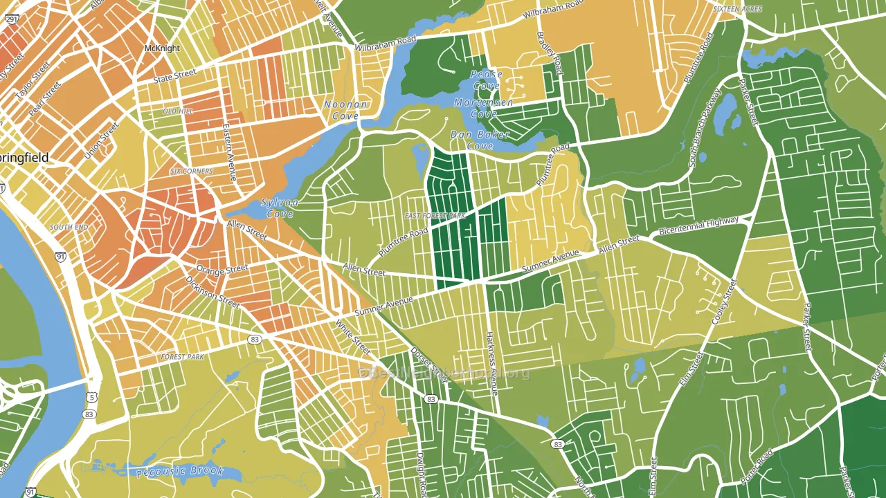 East Forest Park, Springfield, MA block-group voter-turnout map