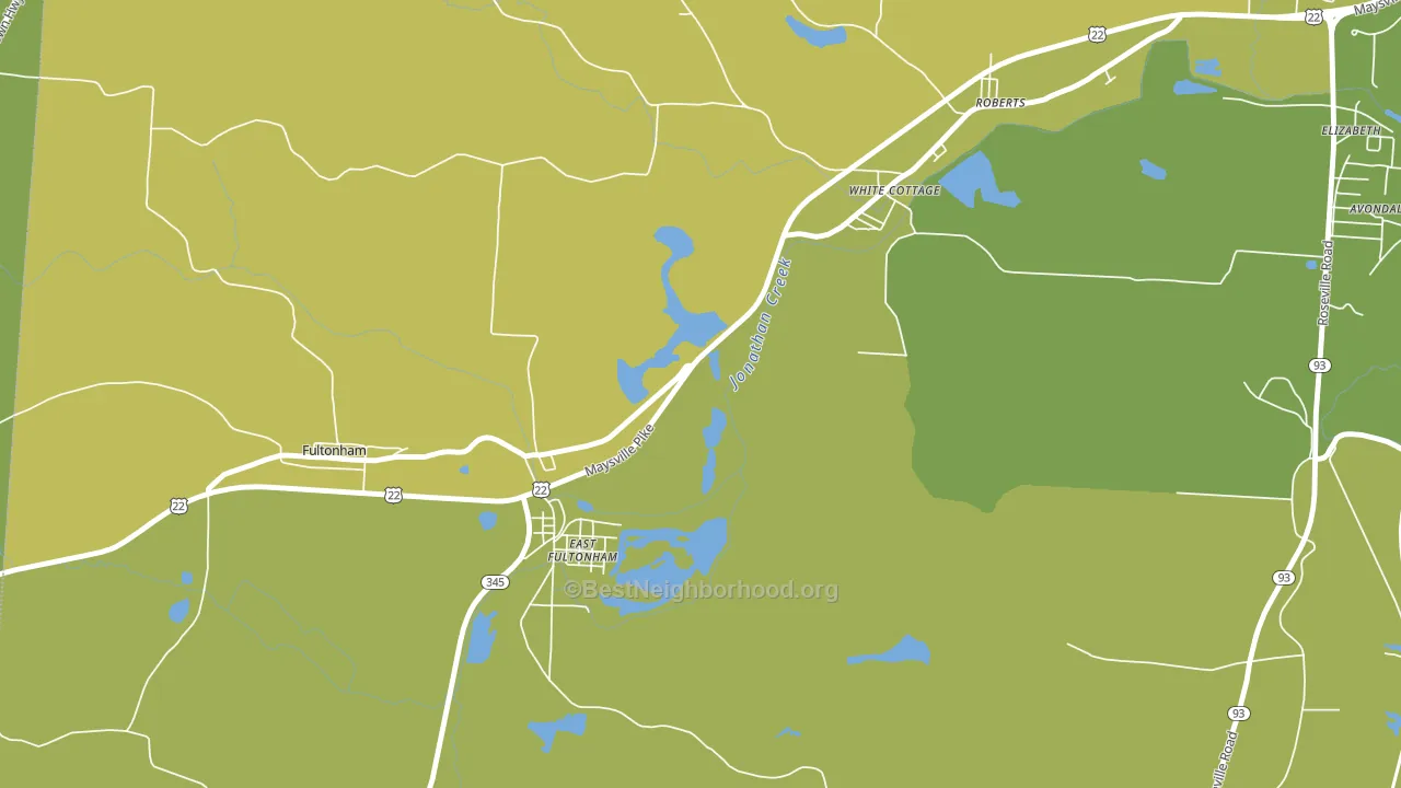 East Fultonham, OH block-group voter-turnout map