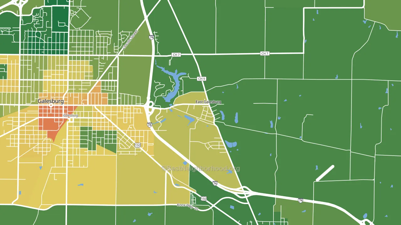 East Galesburg, IL block-group voter-turnout map