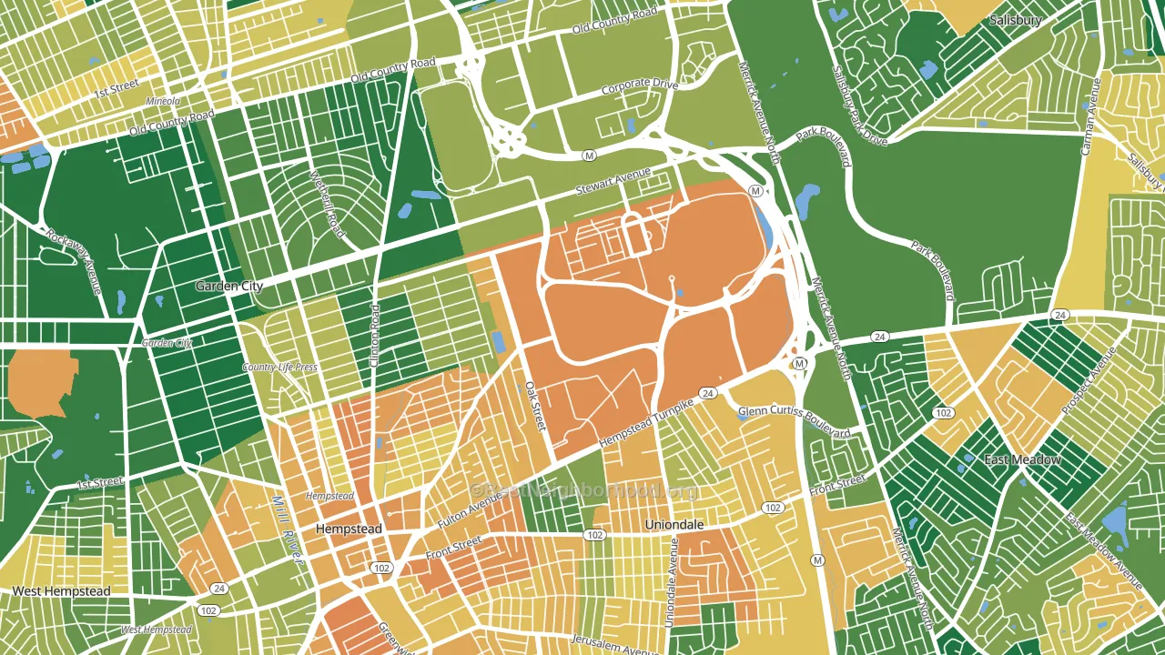East Garden City, NY block-group voter-turnout map