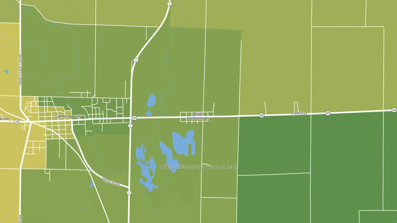 East Germantown, IN block-group voter-turnout map