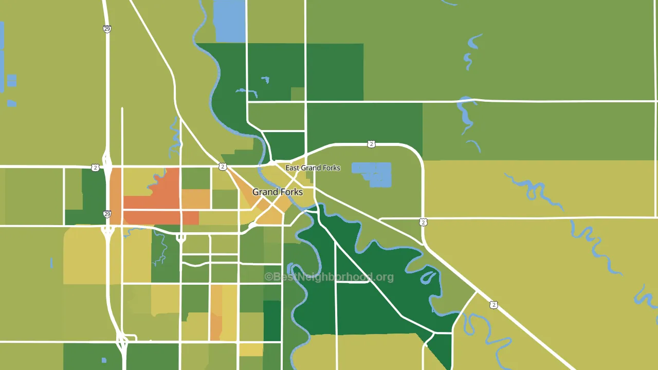 East Grand Forks, MN block-group voter-turnout map