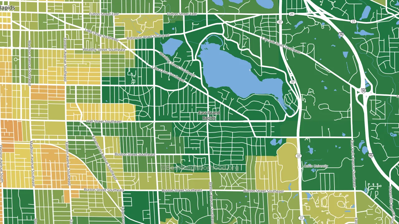 East Grand Rapids, MI block-group voter-turnout map