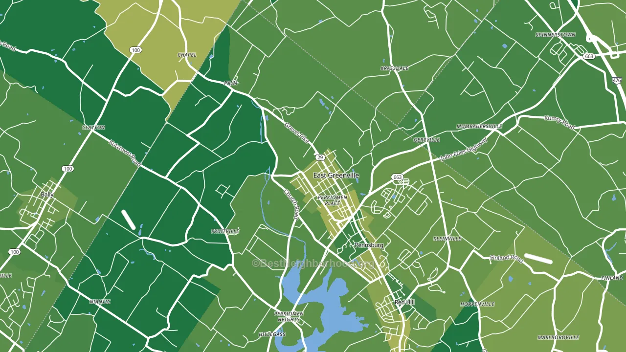 East Greenville, PA block-group voter-turnout map