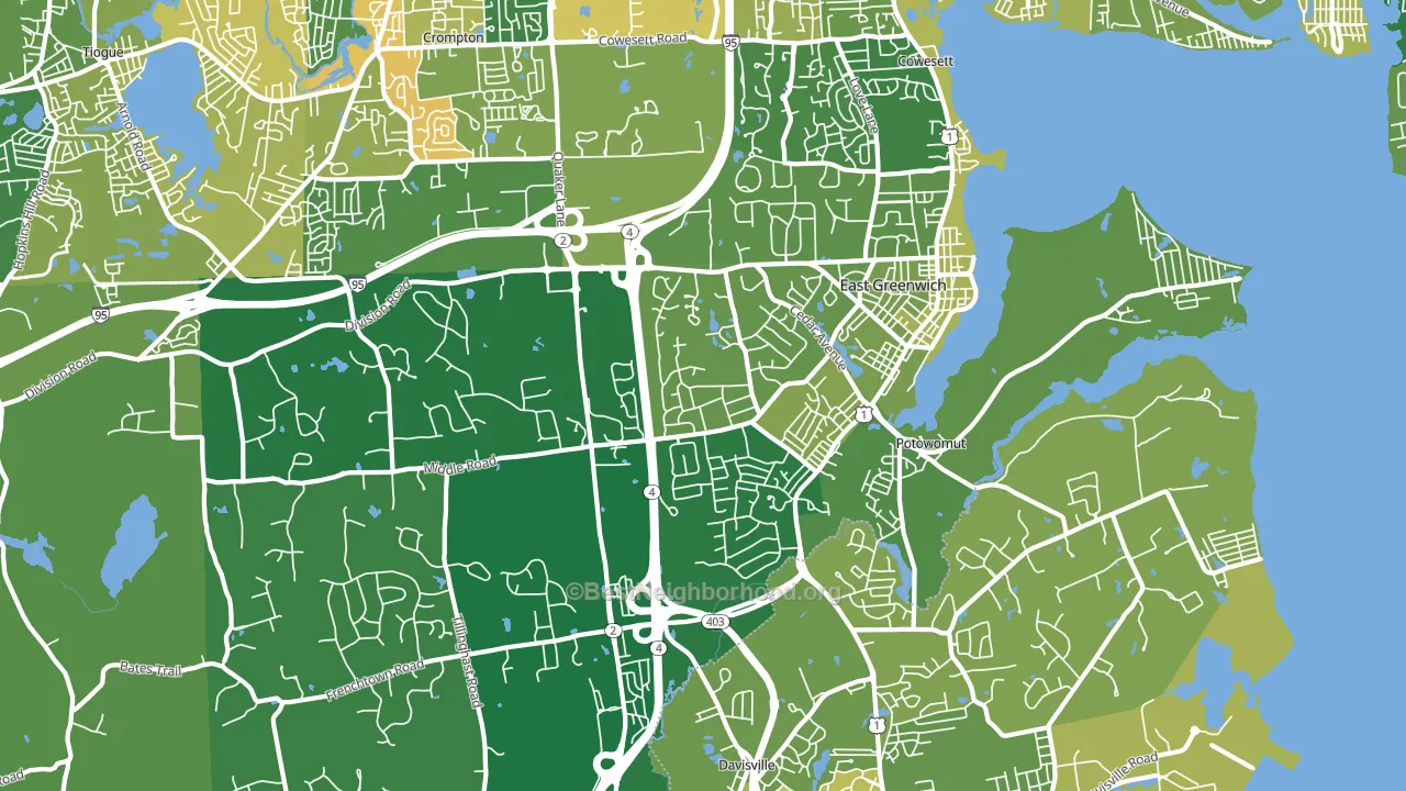 East Greenwich, RI block-group voter-turnout map