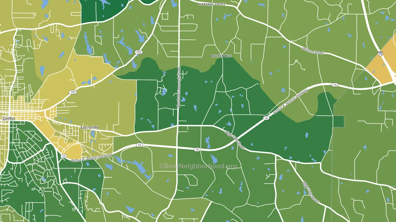 East Griffin, GA block-group voter-turnout map