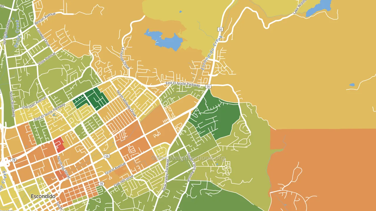 East Grove, Escondido, CA block-group voter-turnout map