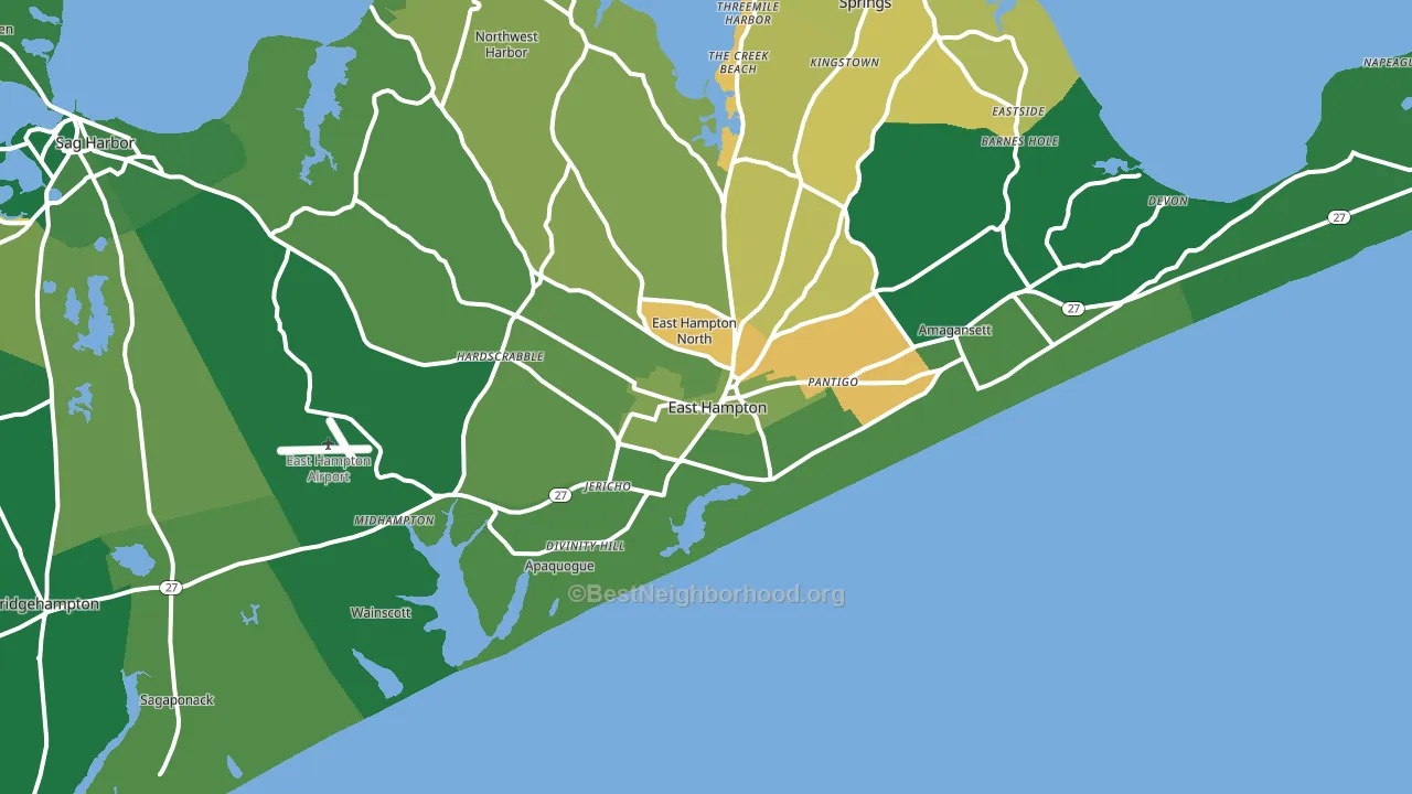East Hampton, NY block-group voter-turnout map