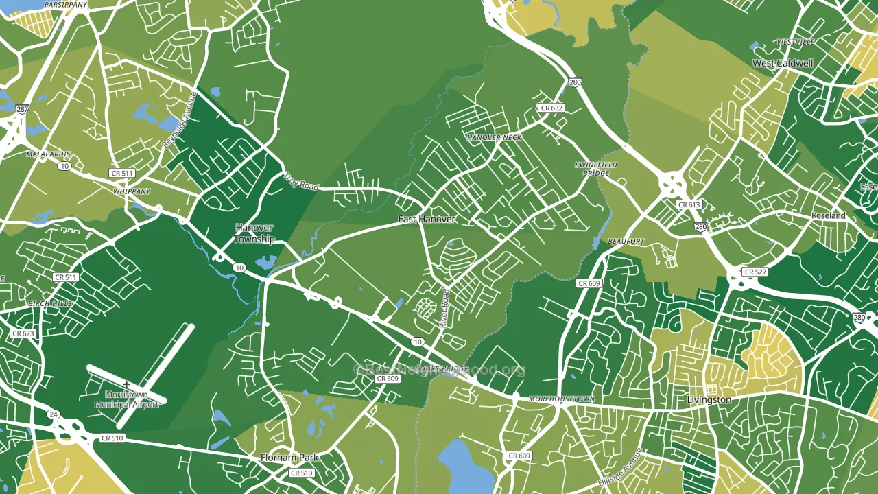 East Hanover, NJ block-group voter-turnout map