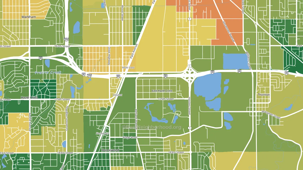 East Hazel Crest, IL block-group voter-turnout map