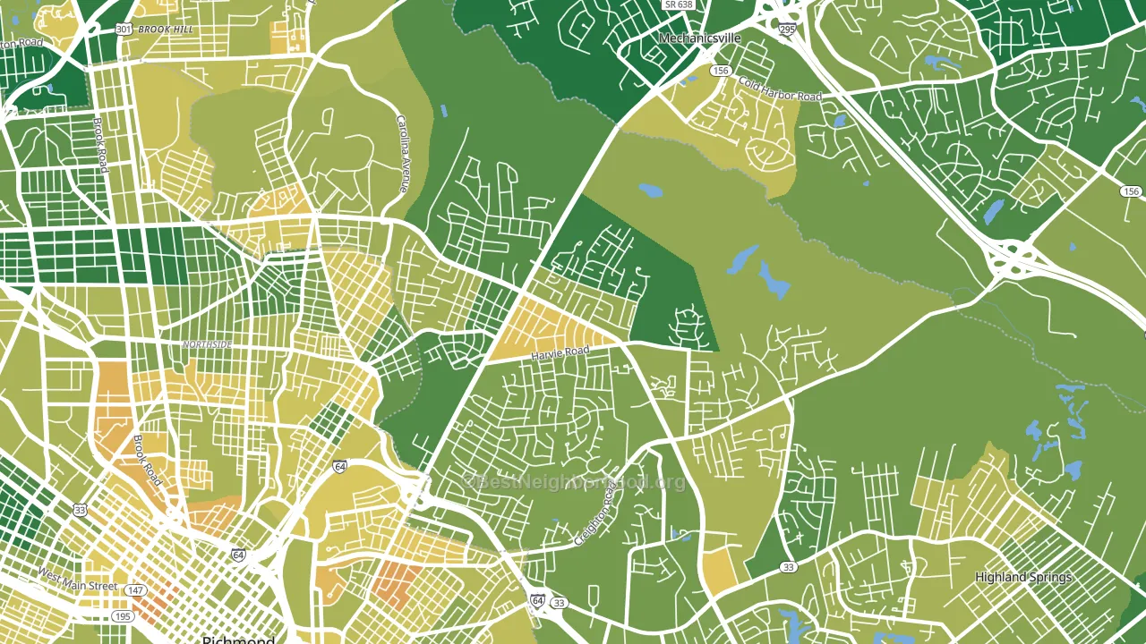 East Highland Park, VA block-group voter-turnout map