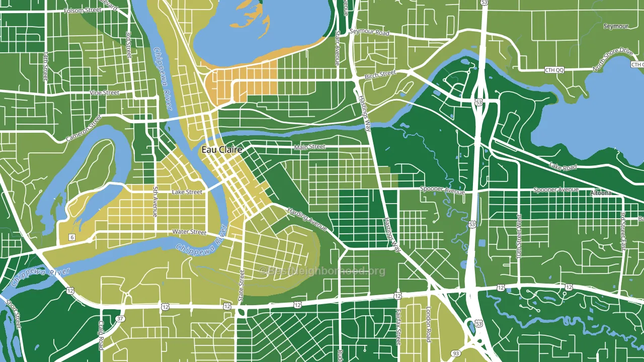 East Hill, Eau Claire, WI block-group voter-turnout map