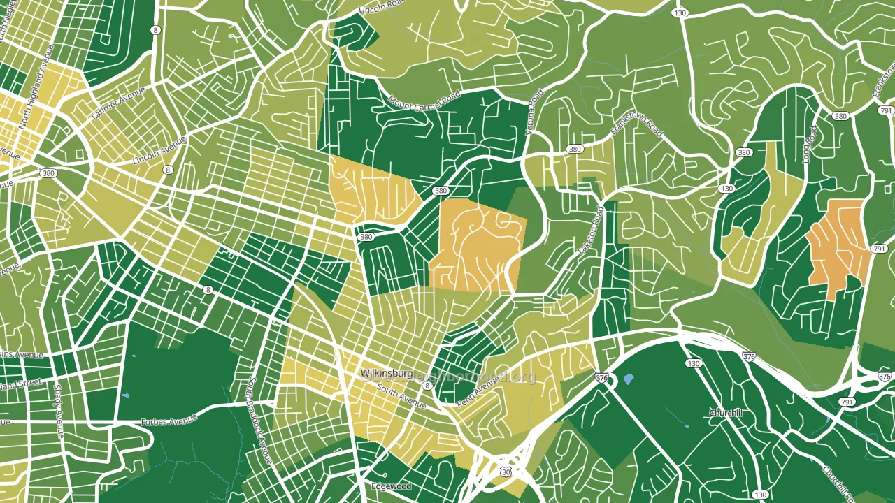 East Hills, Pittsburgh, PA block-group voter-turnout map