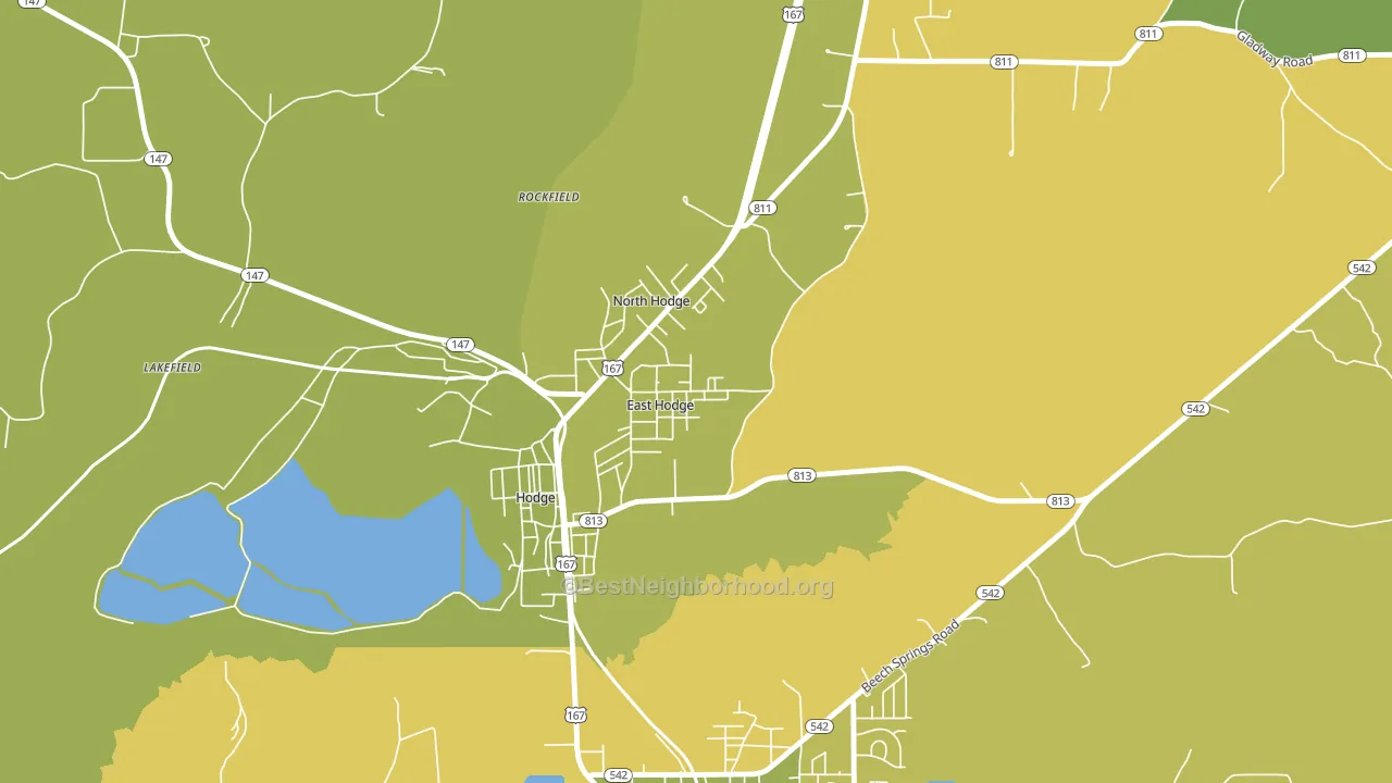 East Hodge, LA block-group voter-turnout map