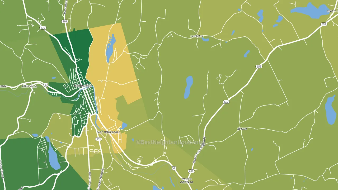 East Honesdale, PA block-group voter-turnout map