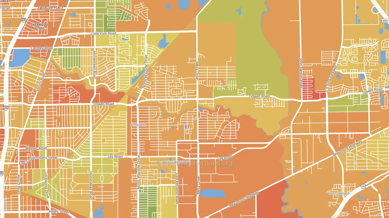 East Houston, Houston, TX block-group voter-turnout map