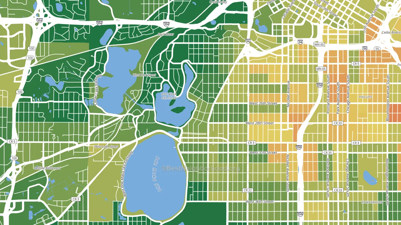 East Isles, Minneapolis, MN block-group voter-turnout map