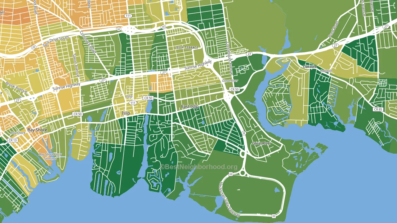 East Islip, NY block-group voter-turnout map