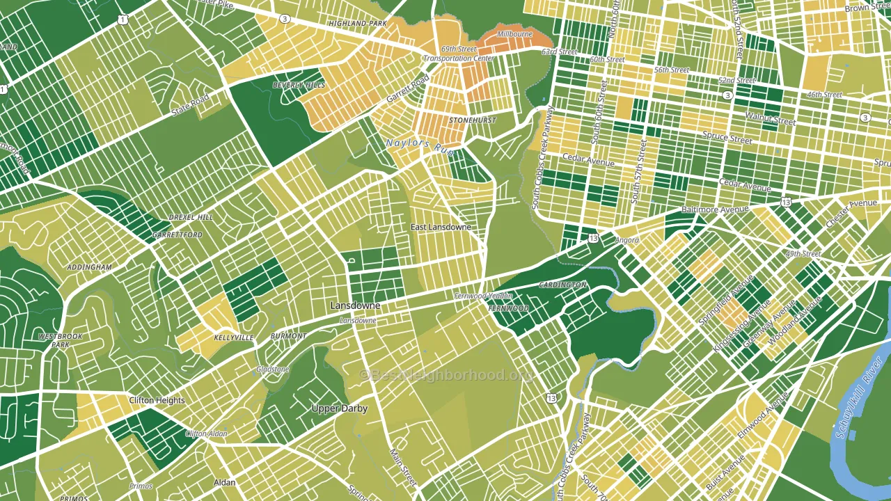 East Lansdowne, PA block-group voter-turnout map
