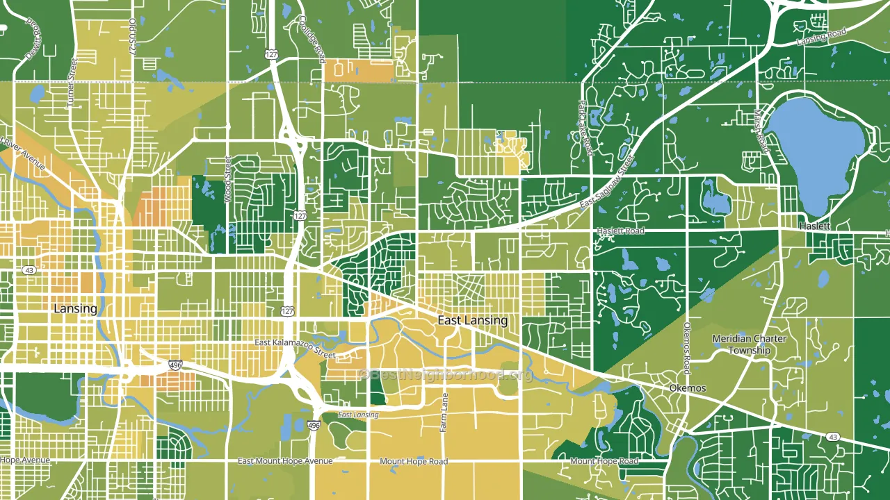 East Lansing, MI block-group voter-turnout map