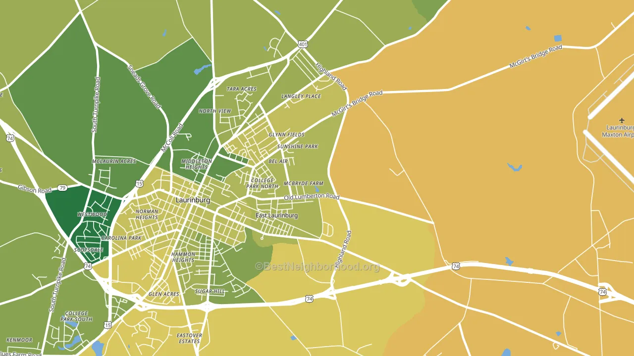 East Laurinburg, NC block-group voter-turnout map