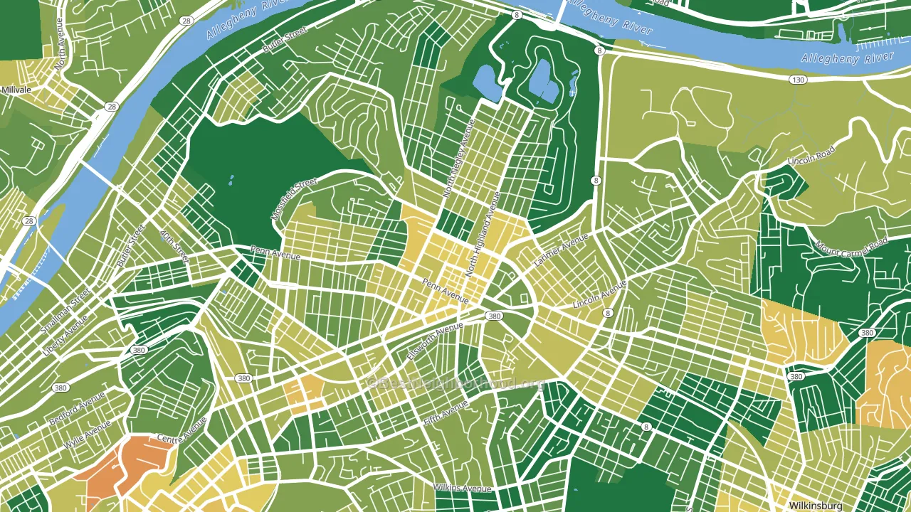 East Liberty, Pittsburgh, PA block-group voter-turnout map