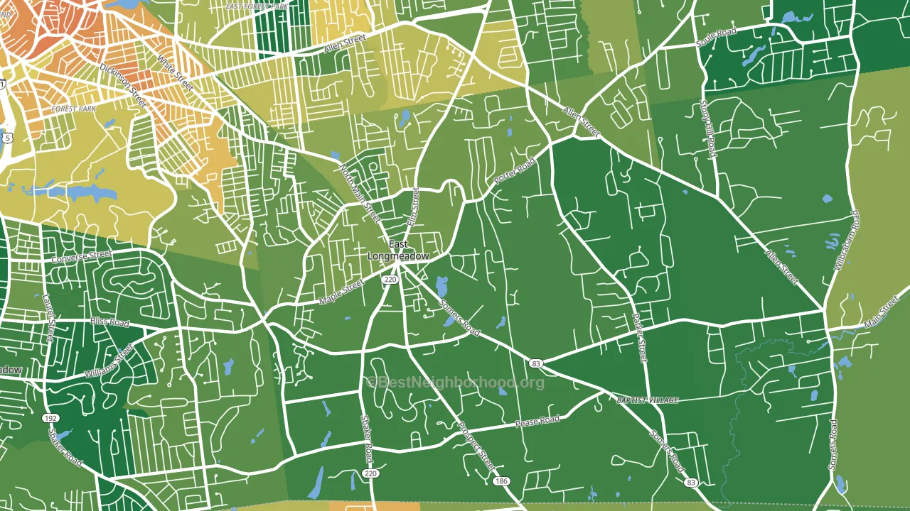 East Longmeadow, MA block-group voter-turnout map