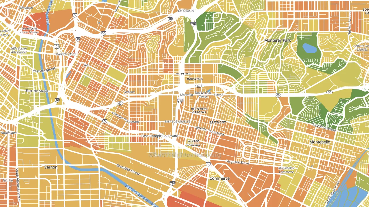 East Los Angeles, CA block-group voter-turnout map
