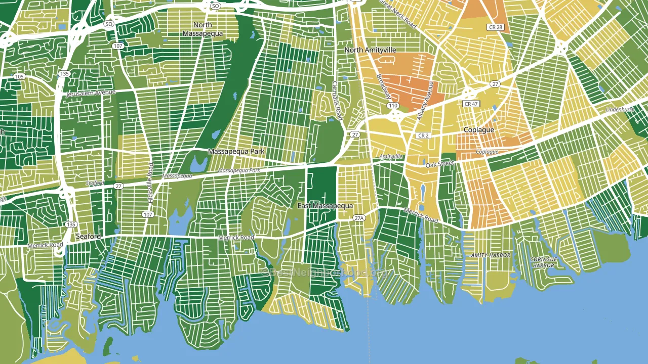 East Massapequa, NY block-group voter-turnout map