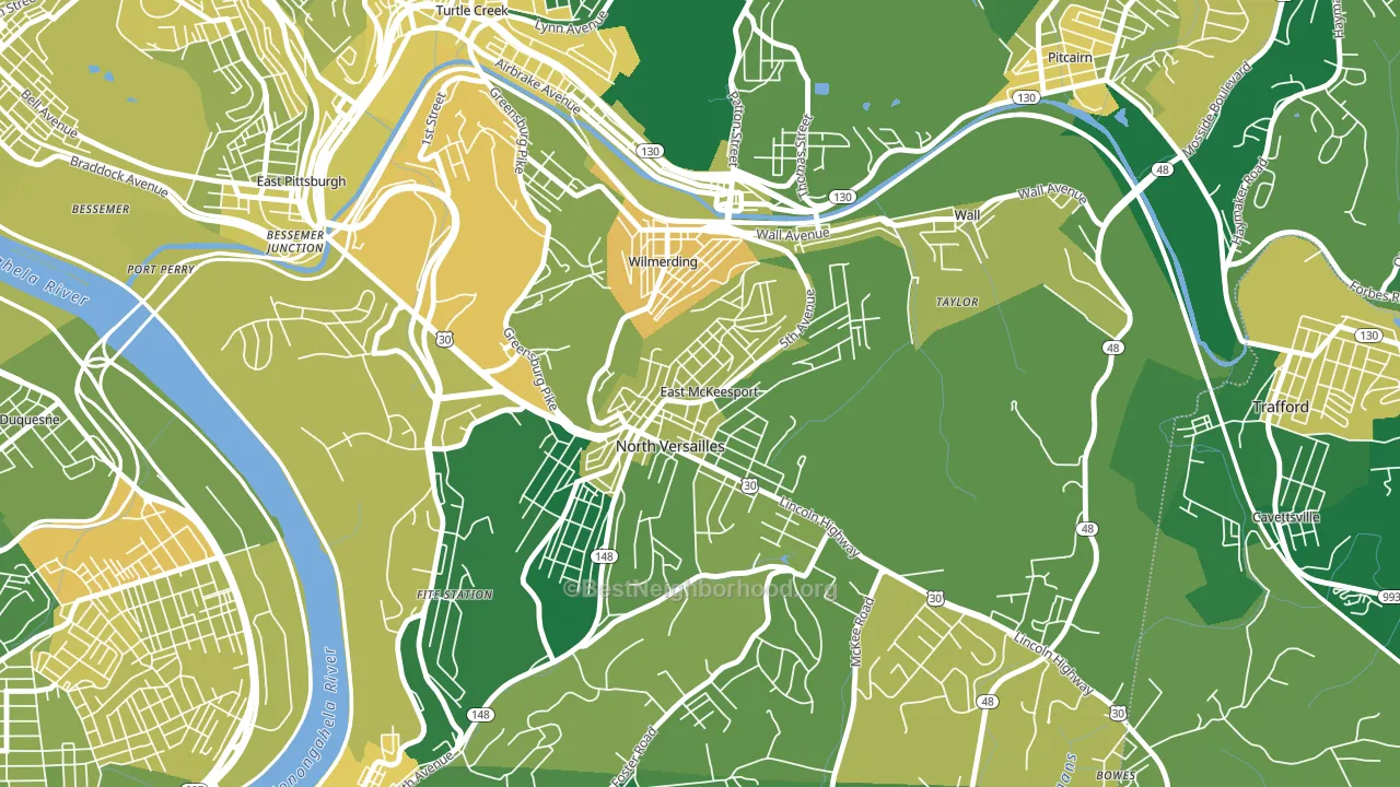 East McKeesport, PA block-group voter-turnout map