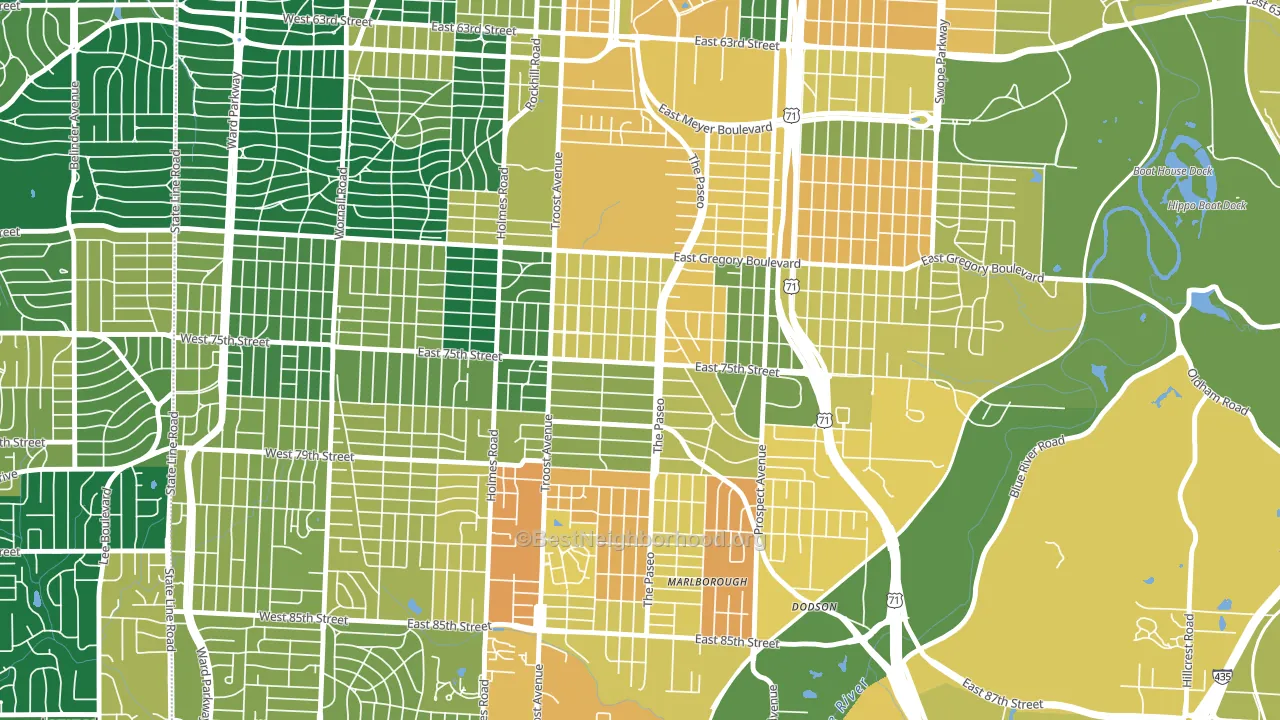 East Meyer, Kansas City, MO block-group voter-turnout map