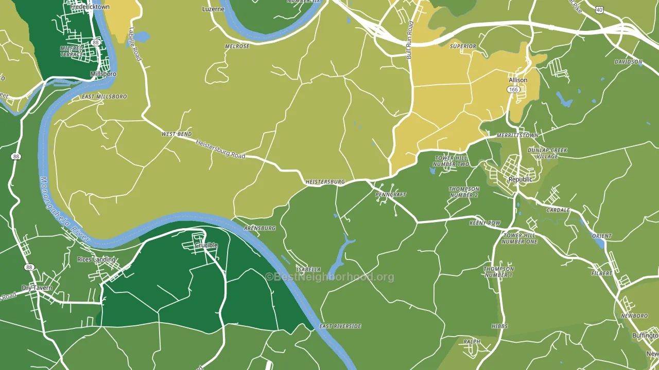 East Millsboro, PA block-group voter-turnout map