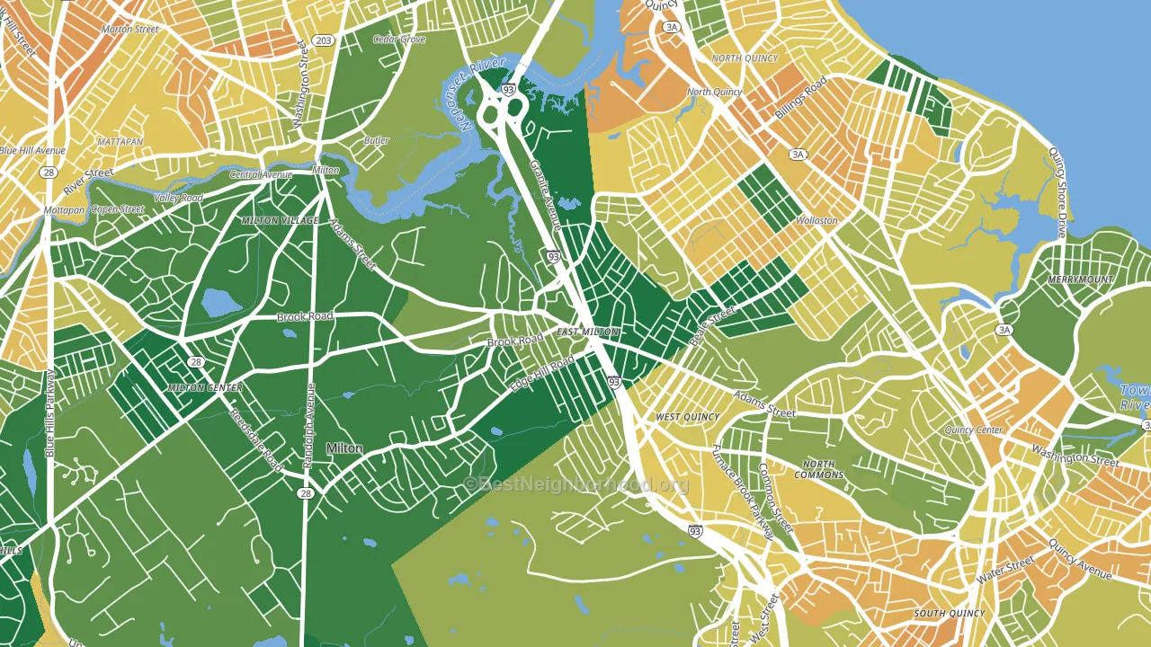 East Milton, Milton, MA block-group voter-turnout map