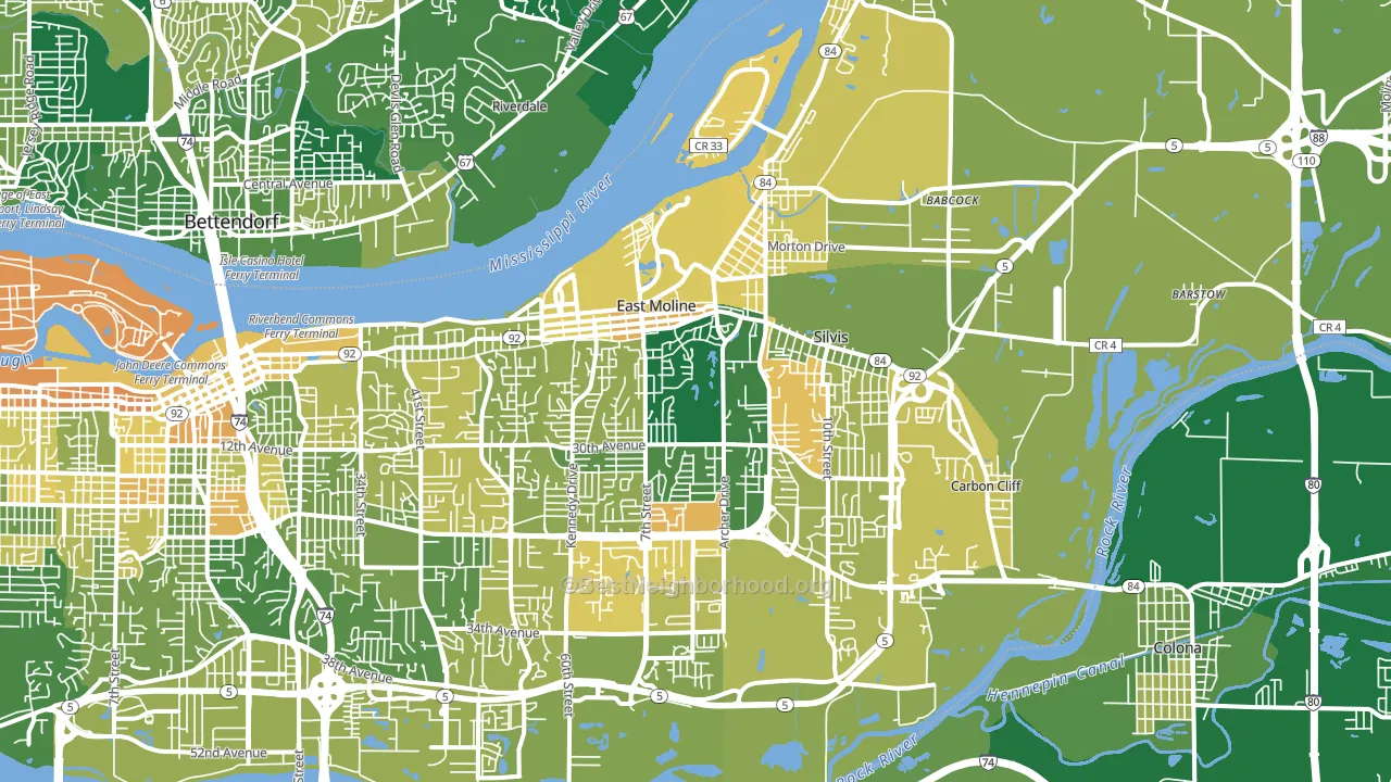 East Moline, IL block-group voter-turnout map