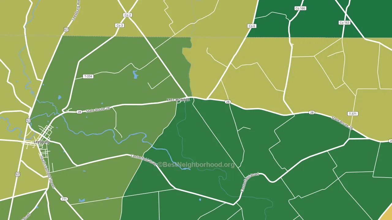 East Monroe, OH block-group voter-turnout map