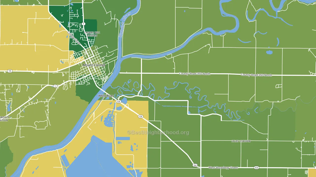 East Mount Carmel, IN block-group voter-turnout map
