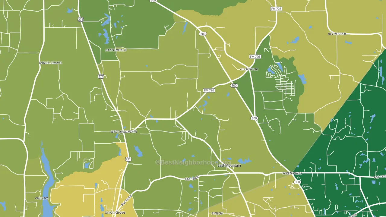 East Mountain, TX block-group voter-turnout map