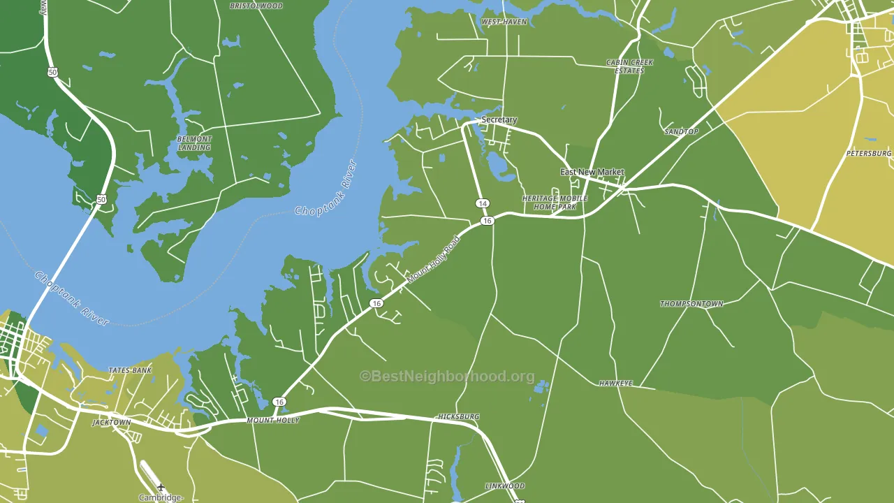 East New Market, MD block-group voter-turnout map