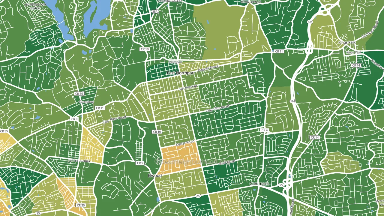 East Northport, NY block-group voter-turnout map
