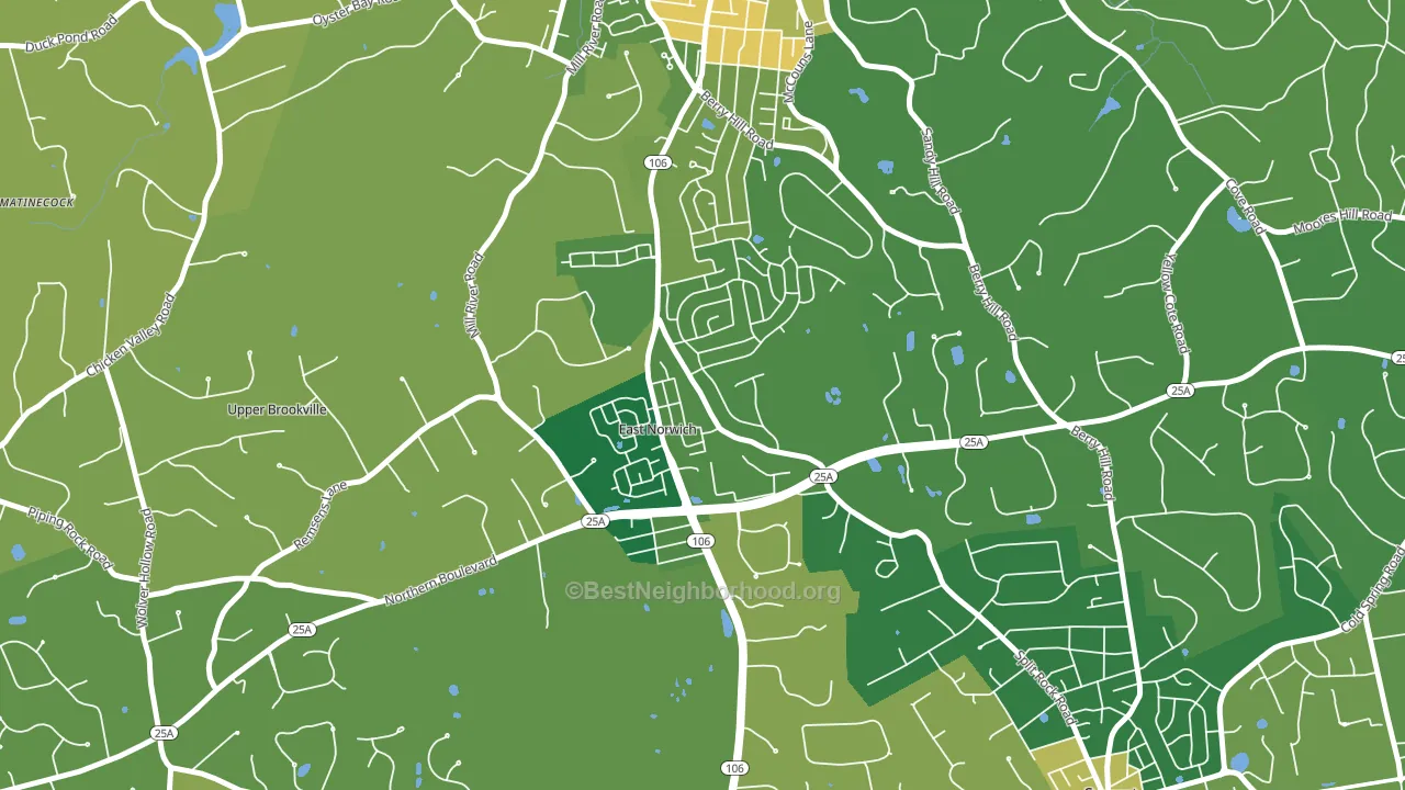 East Norwich, NY block-group voter-turnout map