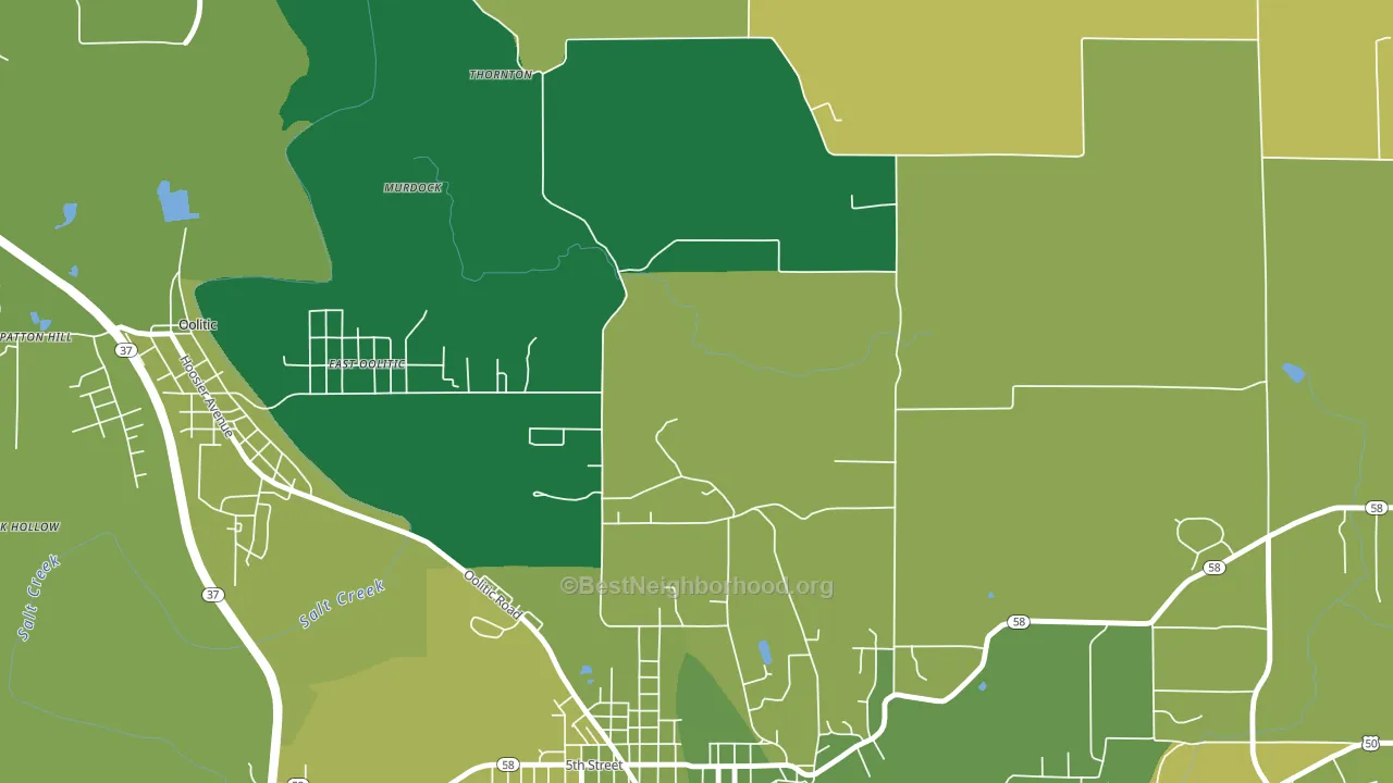 East Oolitic, IN block-group voter-turnout map