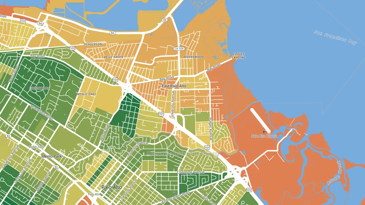 East Palo Alto, CA block-group voter-turnout map