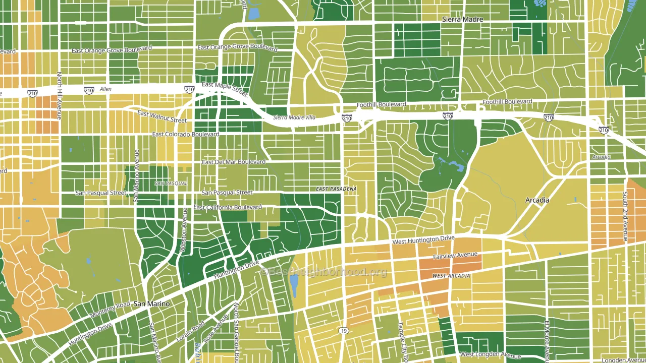 East Pasadena, CA block-group voter-turnout map