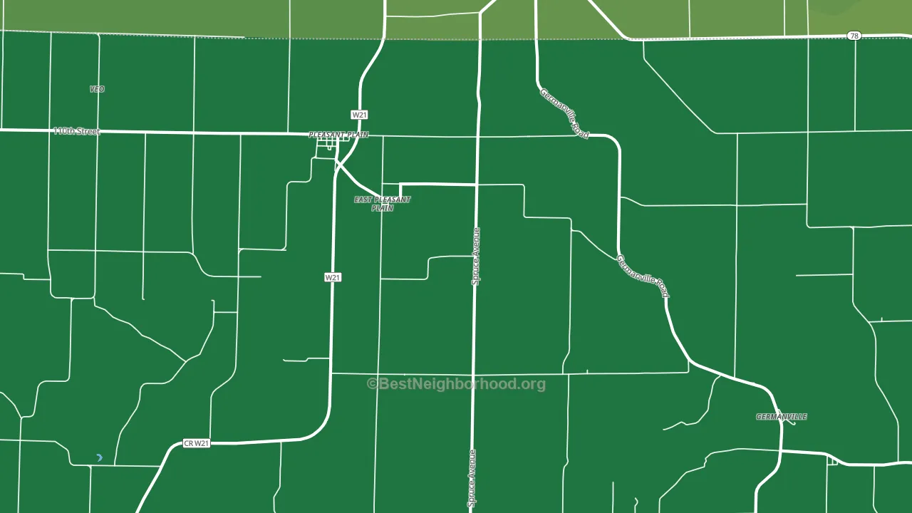 East Pleasant Plain, IA block-group voter-turnout map