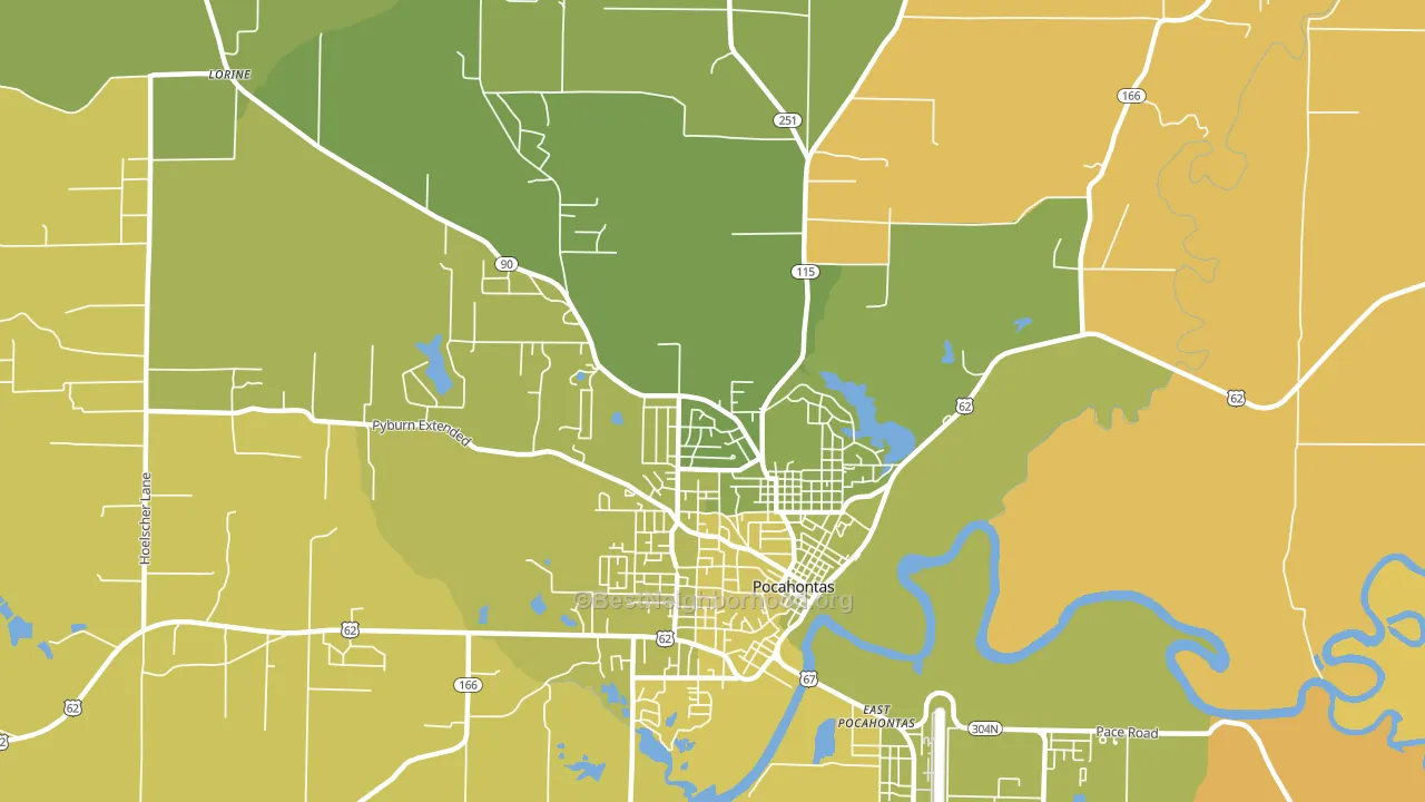 East Pocahontas, AR block-group voter-turnout map
