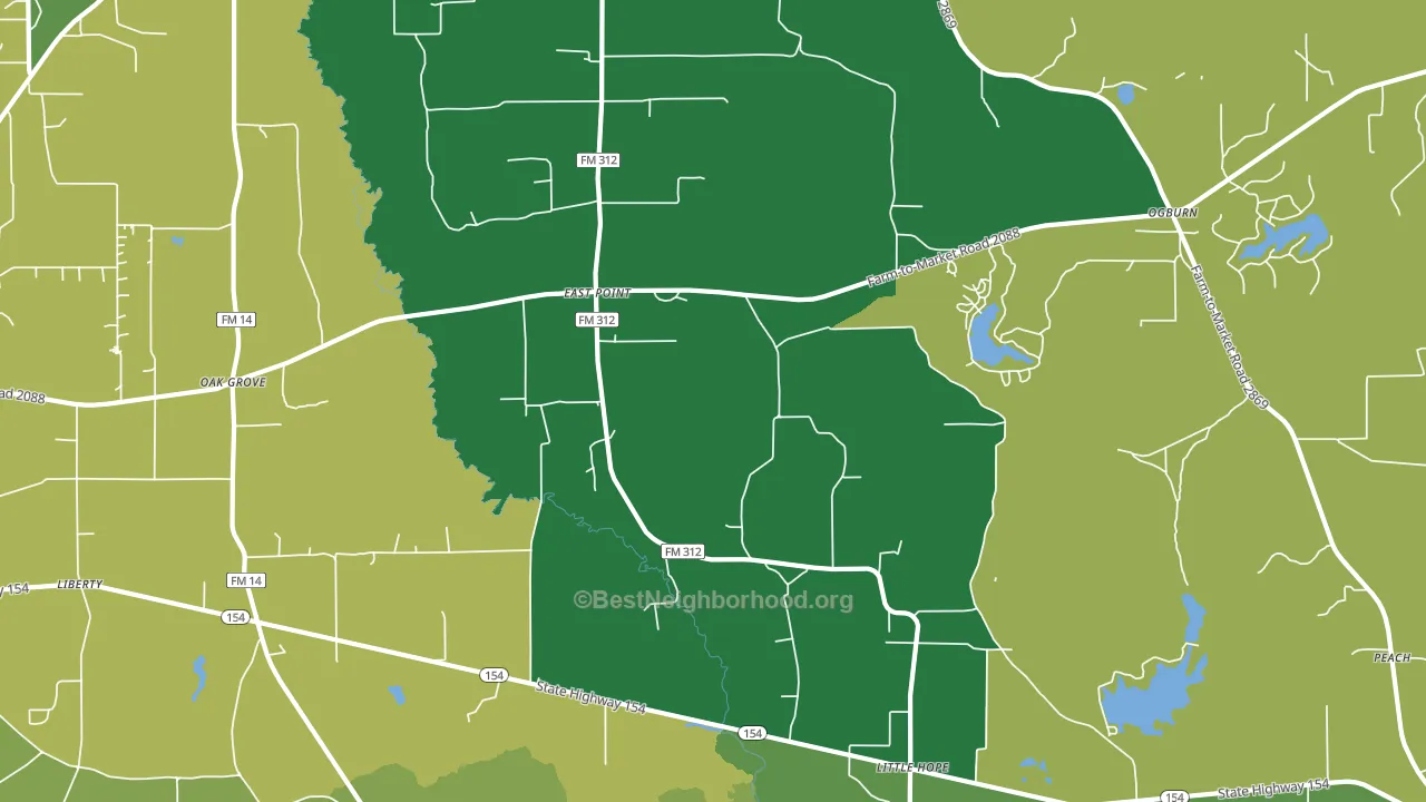 East Point, TX block-group voter-turnout map