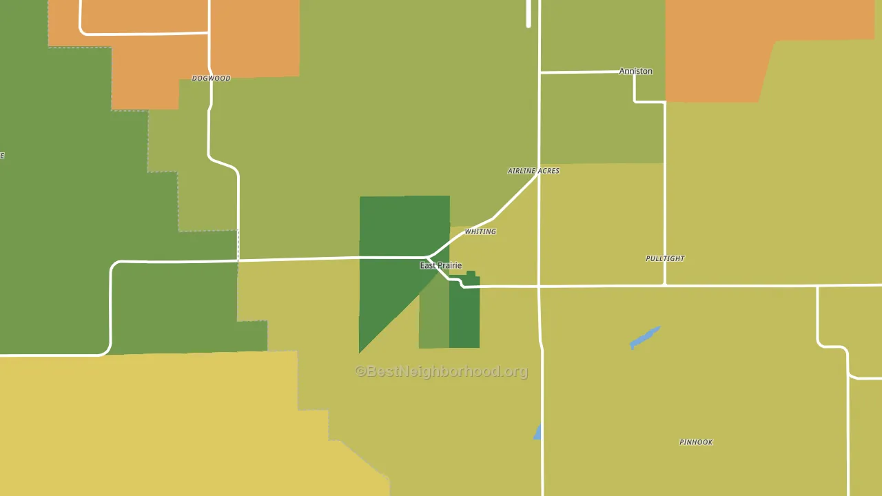 East Prairie, MO block-group voter-turnout map