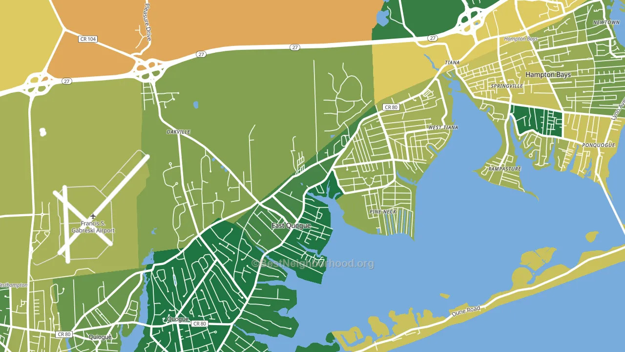 East Quogue, NY block-group voter-turnout map