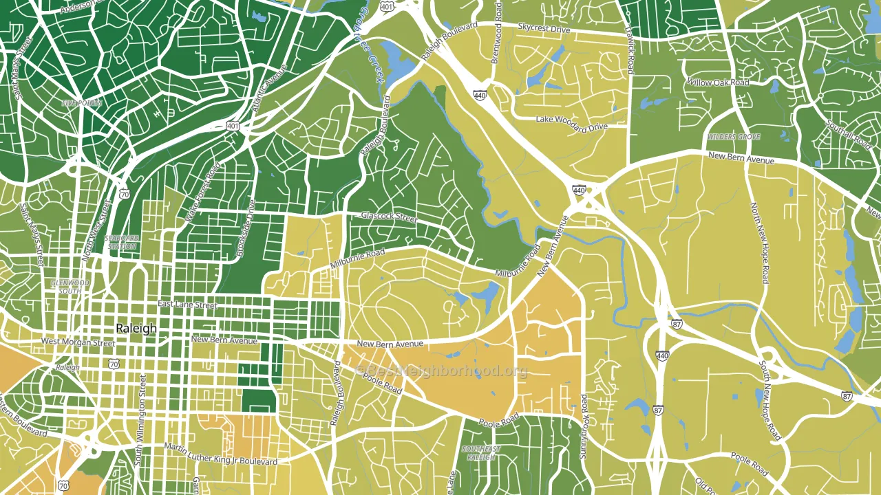 East Raleigh, Raleigh, NC block-group voter-turnout map